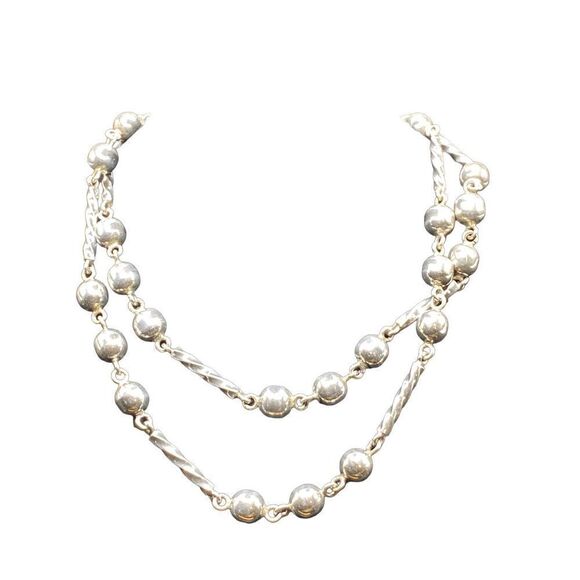 Vintage Traditional Mexican Wedding Necklace sterling  Silver 925 Metal Balls & - Picture 1 of 6